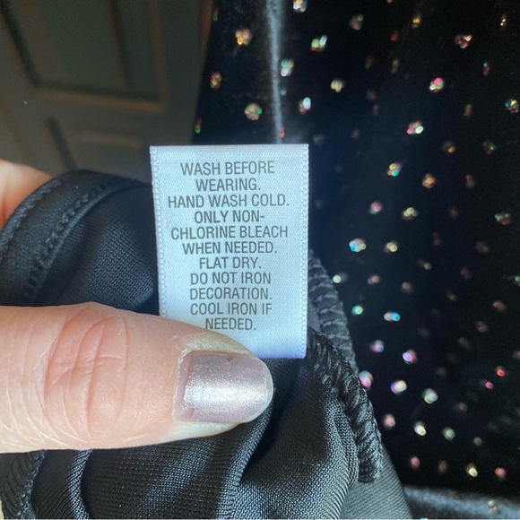 Candie’s Black Velvet Multi Color Glitter Dots Halter Mini Dress Size Small NWT - Picture 7 of 10